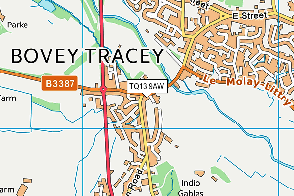 TQ13 9AW map - OS VectorMap District (Ordnance Survey) TQ13 9AW map - OS VectorMap District (Ordnance Survey)