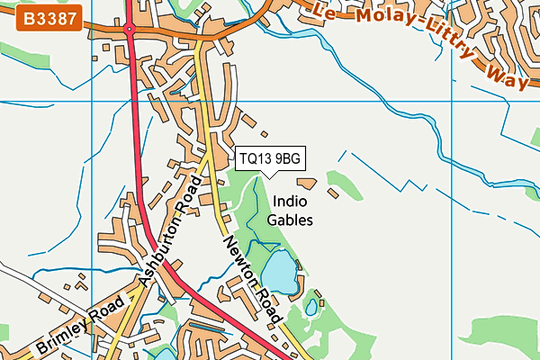 TQ13 9BG map - OS VectorMap District (Ordnance Survey) TQ13 9BG map - OS VectorMap District (Ordnance Survey)