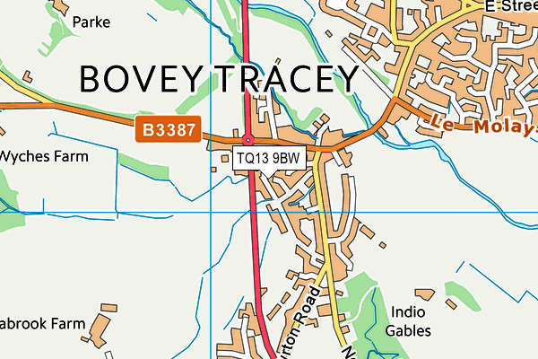 TQ13 9BW map - OS VectorMap District (Ordnance Survey)