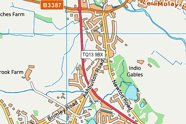 TQ13 9BX map - OS VectorMap District (Ordnance Survey) TQ13 9BX map - OS VectorMap District (Ordnance Survey)