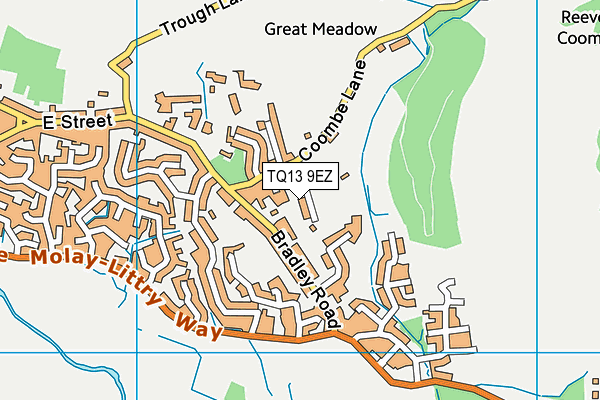 TQ13 9EZ map - OS VectorMap District (Ordnance Survey) TQ13 9EZ map - OS VectorMap District (Ordnance Survey)