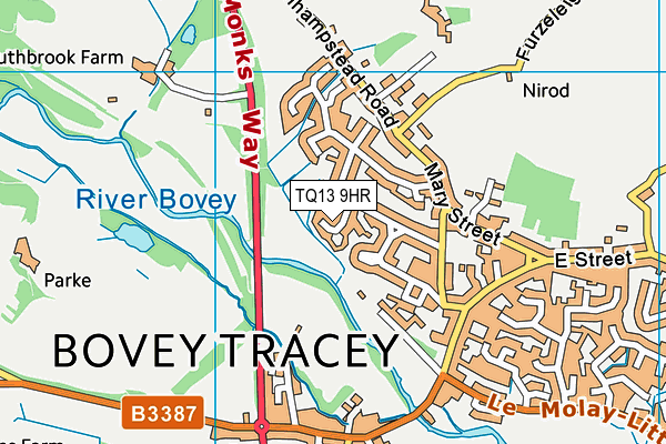 TQ13 9HR map - OS VectorMap District (Ordnance Survey) TQ13 9HR map - OS VectorMap District (Ordnance Survey)