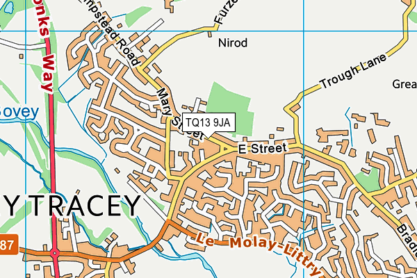TQ13 9JA map - OS VectorMap District (Ordnance Survey) TQ13 9JA map - OS VectorMap District (Ordnance Survey)