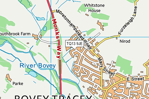 TQ13 9JE map - OS VectorMap District (Ordnance Survey) TQ13 9JE map - OS VectorMap District (Ordnance Survey)