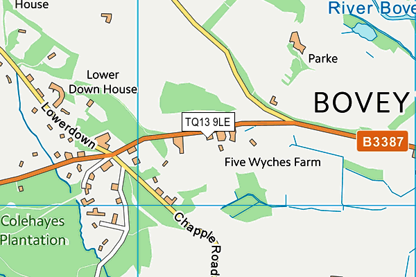 TQ13 9LE map - OS VectorMap District (Ordnance Survey) TQ13 9LE map - OS VectorMap District (Ordnance Survey)