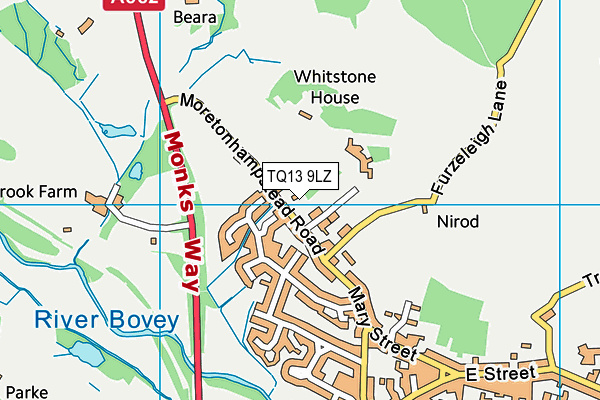 TQ13 9LZ map - OS VectorMap District (Ordnance Survey)