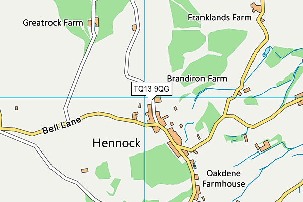 TQ13 9QG map - OS VectorMap District (Ordnance Survey) TQ13 9QG map - OS VectorMap District (Ordnance Survey)