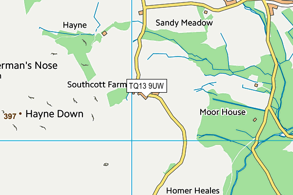 TQ13 9UW map - OS VectorMap District (Ordnance Survey) TQ13 9UW map - OS VectorMap District (Ordnance Survey)