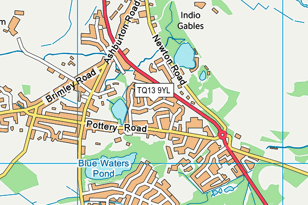TQ13 9YL map - OS VectorMap District (Ordnance Survey) TQ13 9YL map - OS VectorMap District (Ordnance Survey)