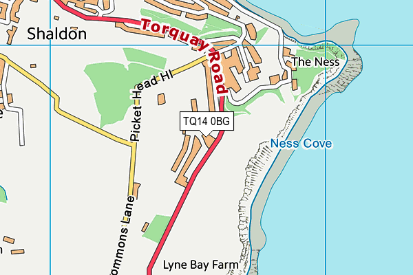 TQ14 0BG map - OS VectorMap District (Ordnance Survey)
