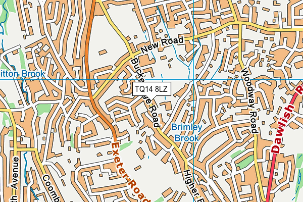 TQ14 8LZ map - OS VectorMap District (Ordnance Survey) TQ14 8LZ map - OS VectorMap District (Ordnance Survey)