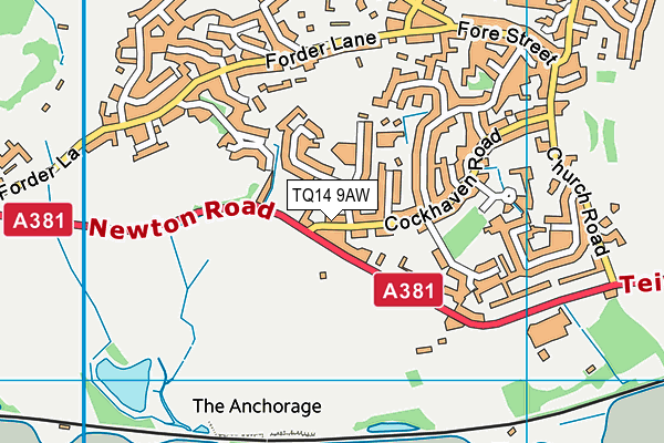 TQ14 9AW map - OS VectorMap District (Ordnance Survey) TQ14 9AW map - OS VectorMap District (Ordnance Survey)