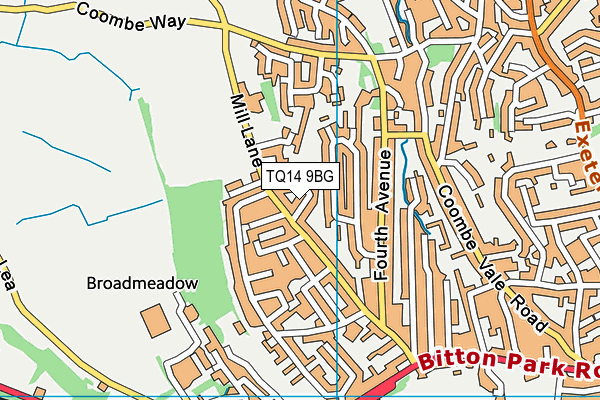 TQ14 9BG map - OS VectorMap District (Ordnance Survey) TQ14 9BG map - OS VectorMap District (Ordnance Survey)
