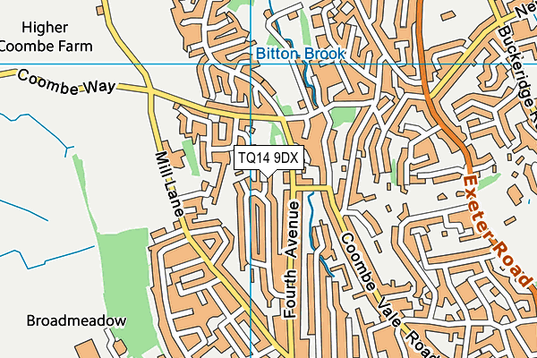 TQ14 9DX map - OS VectorMap District (Ordnance Survey) TQ14 9DX map - OS VectorMap District (Ordnance Survey)