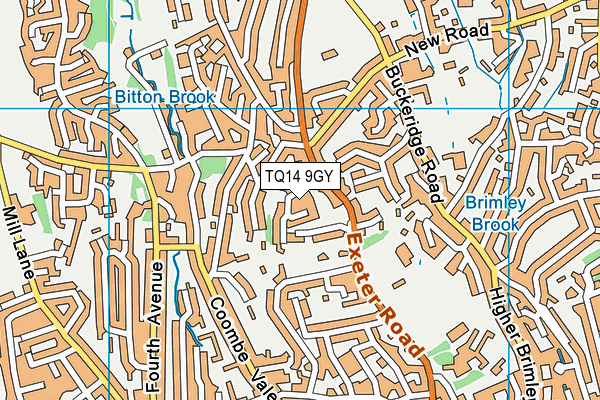 TQ14 9GY map - OS VectorMap District (Ordnance Survey) TQ14 9GY map - OS VectorMap District (Ordnance Survey)