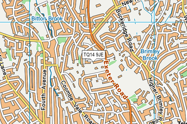 TQ14 9JE map - OS VectorMap District (Ordnance Survey) TQ14 9JE map - OS VectorMap District (Ordnance Survey)