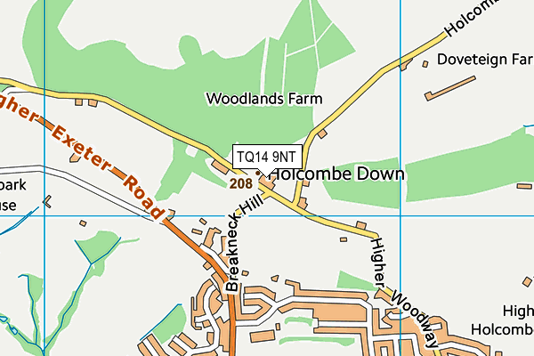 TQ14 9NT map - OS VectorMap District (Ordnance Survey)