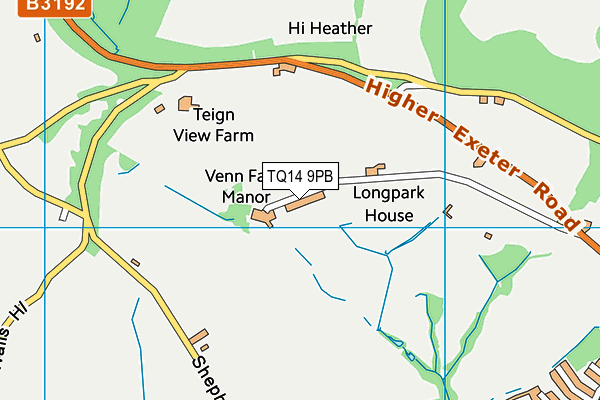 TQ14 9PB map - OS VectorMap District (Ordnance Survey) TQ14 9PB map - OS VectorMap District (Ordnance Survey)