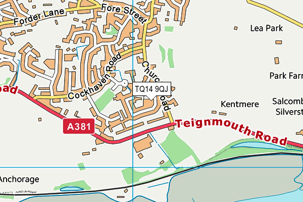 TQ14 9QJ map - OS VectorMap District (Ordnance Survey) TQ14 9QJ map - OS VectorMap District (Ordnance Survey)