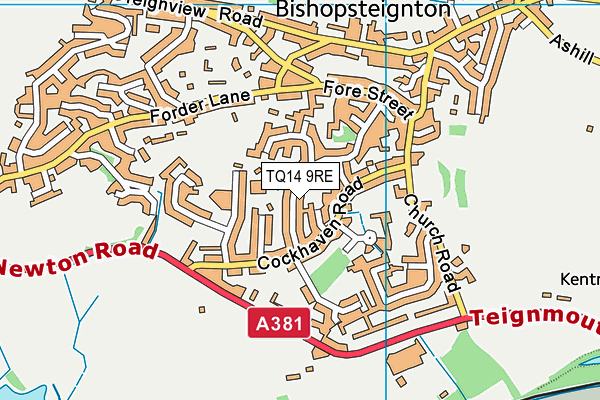 TQ14 9RE map - OS VectorMap District (Ordnance Survey)