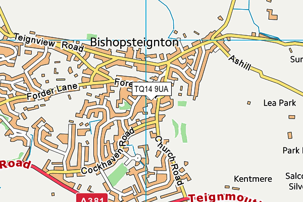 TQ14 9UA map - OS VectorMap District (Ordnance Survey)