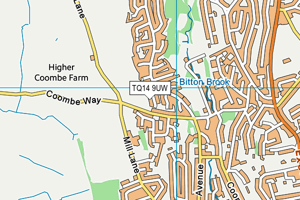 TQ14 9UW map - OS VectorMap District (Ordnance Survey) TQ14 9UW map - OS VectorMap District (Ordnance Survey)