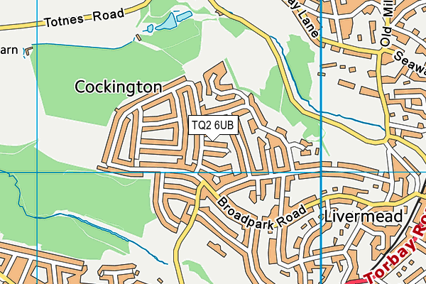 TQ2 6UB map - OS VectorMap District (Ordnance Survey)