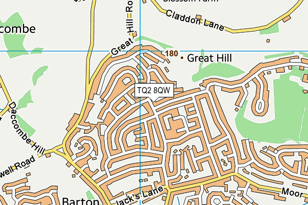 TQ2 8QW map - OS VectorMap District (Ordnance Survey)
