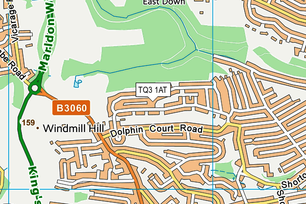 TQ3 1AT map - OS VectorMap District (Ordnance Survey)