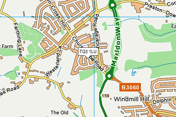 TQ3 1LU map - OS VectorMap District (Ordnance Survey) TQ3 1LU map - OS VectorMap District (Ordnance Survey)