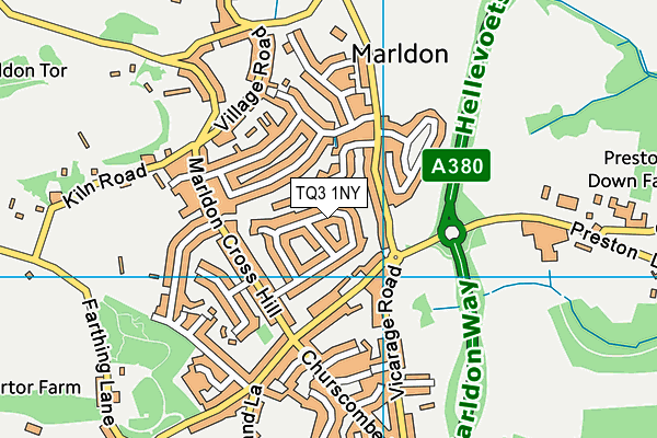 TQ3 1NY map - OS VectorMap District (Ordnance Survey)