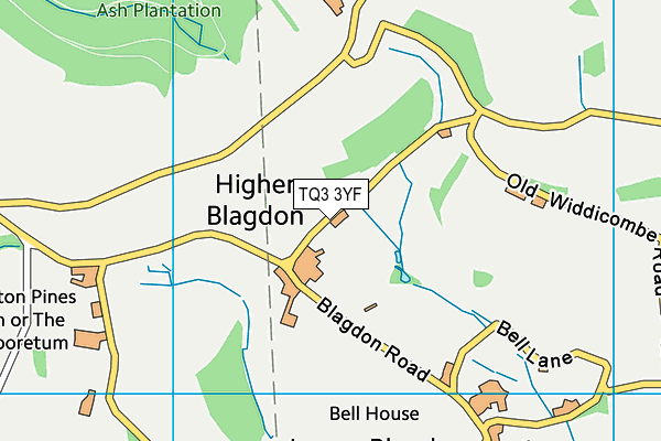 TQ3 3YF map - OS VectorMap District (Ordnance Survey)