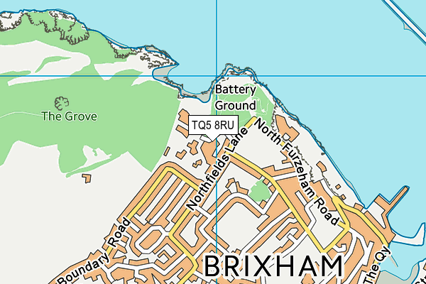 TQ5 8RU map - OS VectorMap District (Ordnance Survey)