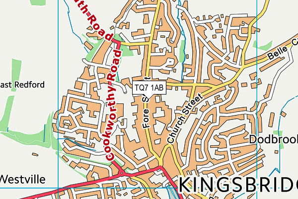 TQ7 1AB map - OS VectorMap District (Ordnance Survey)