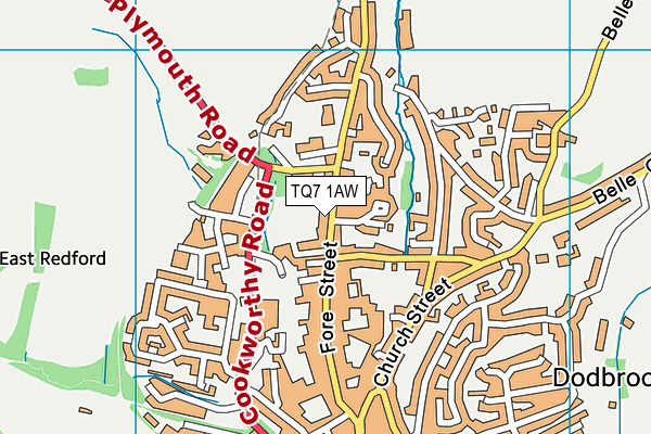 TQ7 1AW map - OS VectorMap District (Ordnance Survey) TQ7 1AW map - OS VectorMap District (Ordnance Survey)