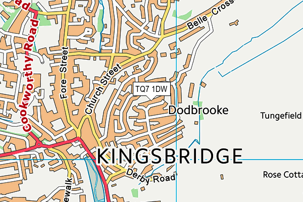 TQ7 1DW map - OS VectorMap District (Ordnance Survey)
