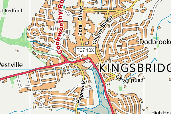 TQ7 1DX map - OS VectorMap District (Ordnance Survey)