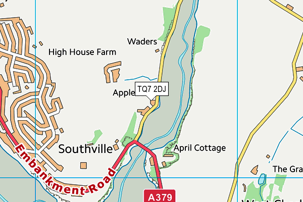 TQ7 2DJ map - OS VectorMap District (Ordnance Survey)