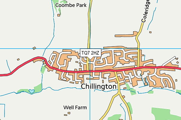 TQ7 2HZ map - OS VectorMap District (Ordnance Survey)