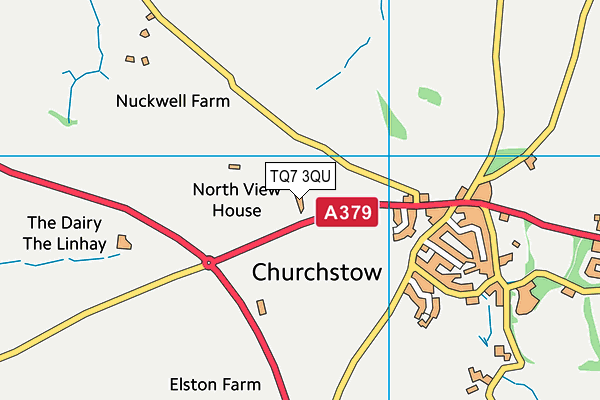 TQ7 3QU map - OS VectorMap District (Ordnance Survey) TQ7 3QU map - OS VectorMap District (Ordnance Survey)