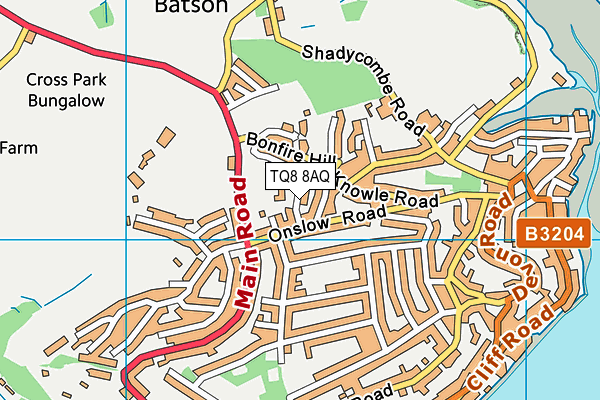 TQ8 8AQ map - OS VectorMap District (Ordnance Survey)