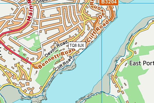 TQ8 8JX map - OS VectorMap District (Ordnance Survey) TQ8 8JX map - OS VectorMap District (Ordnance Survey)