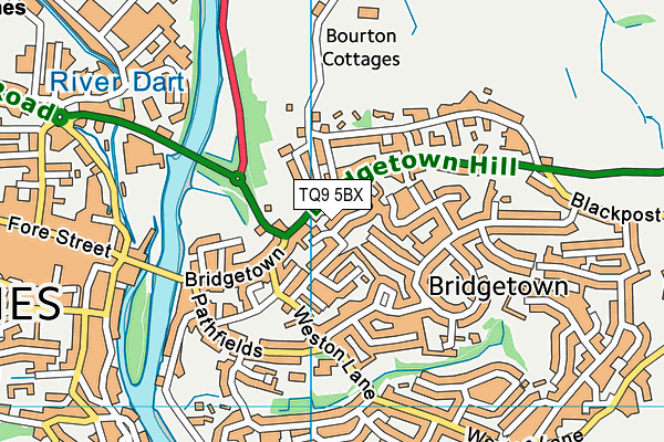 TQ9 5BX map - OS VectorMap District (Ordnance Survey)