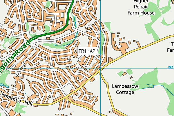 TR1 1AP map - OS VectorMap District (Ordnance Survey) TR1 1AP map - OS VectorMap District (Ordnance Survey)