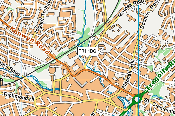 TR1 1DG map - OS VectorMap District (Ordnance Survey) TR1 1DG map - OS VectorMap District (Ordnance Survey)