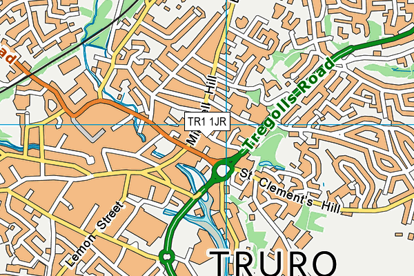 TR1 1JR map - OS VectorMap District (Ordnance Survey) TR1 1JR map - OS VectorMap District (Ordnance Survey)
