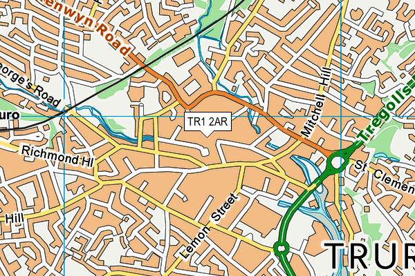 TR1 2AR map - OS VectorMap District (Ordnance Survey) TR1 2AR map - OS VectorMap District (Ordnance Survey)