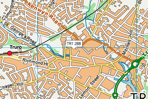 TR1 2BB map - OS VectorMap District (Ordnance Survey) TR1 2BB map - OS VectorMap District (Ordnance Survey)