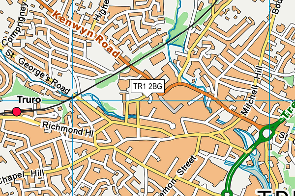 TR1 2BG map - OS VectorMap District (Ordnance Survey)