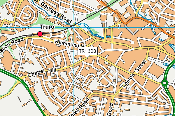 TR1 3DB map - OS VectorMap District (Ordnance Survey) TR1 3DB map - OS VectorMap District (Ordnance Survey)